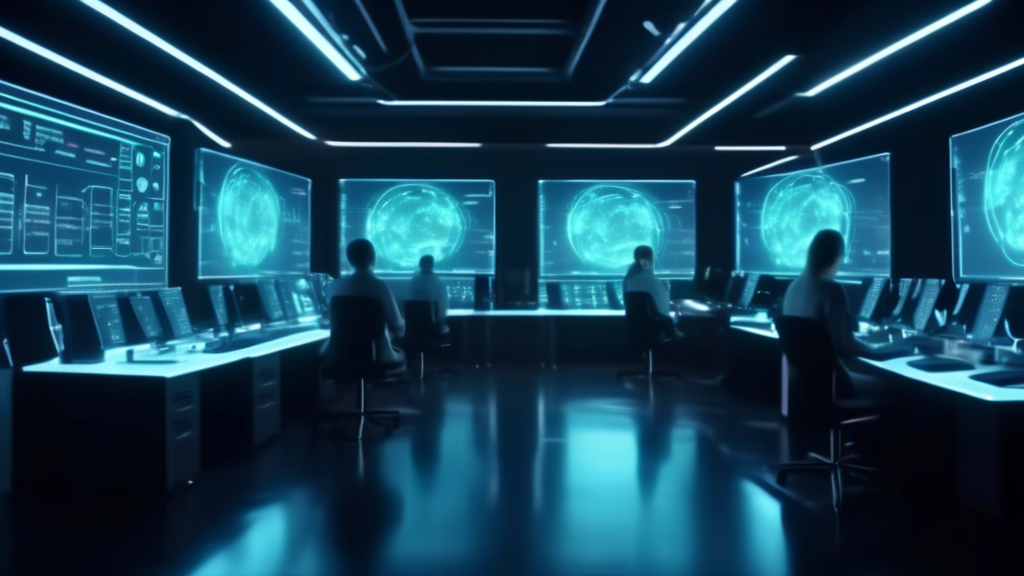 An advanced computer lab with scientists observing glowing screens displaying rapidly processing SiLU and SoftMax functions, visual representations of speed and accuracy enhanced by new exponent funct