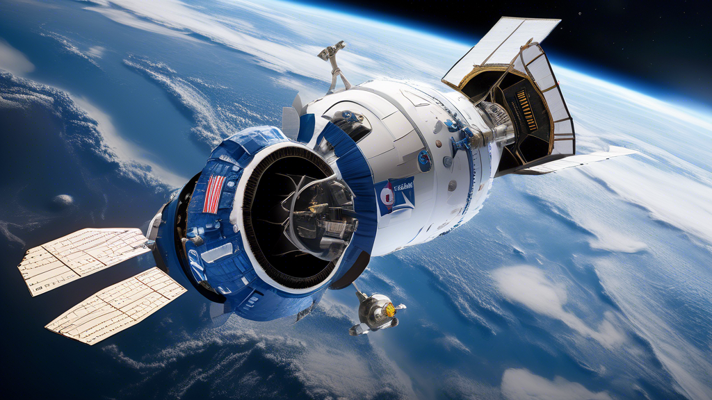 Depiction of the Boeing Starliner spacecraft orbiting Earth, with visible NASA and Boeing logos. Astronauts are seen inside the Starliner, conducting tests and using equipment. A date stamp shows June