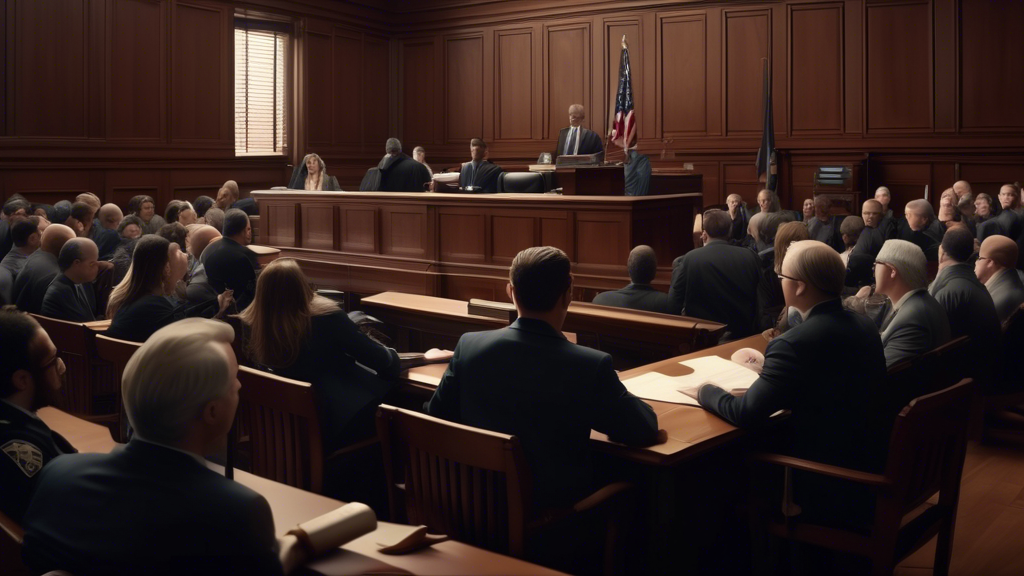 Generate a realistic image of a courtroom scene in Washington, DC, focused on a hearing for Bryan Kohberger, with lawyers presenting DNA evidence motions. The courtroom should be filled with people, i